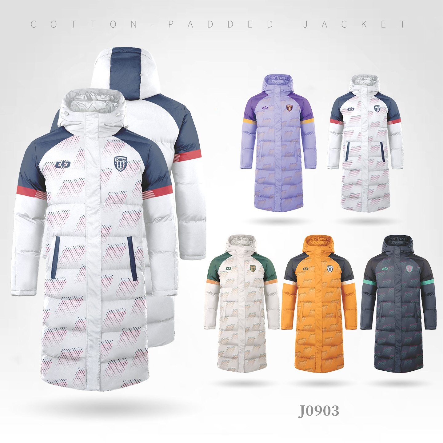 National Team & Club Long Padded Sports Coat – Over-the-Knee Winter Training Insulated Jacket