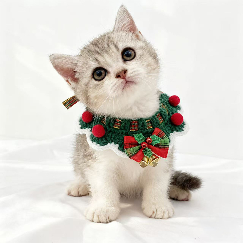 Cat knitted collar/scarf, adjustable, suitable for all seasons and festive occasions, cat and small dog clothing/accessory