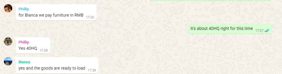 Client communication chat log 1