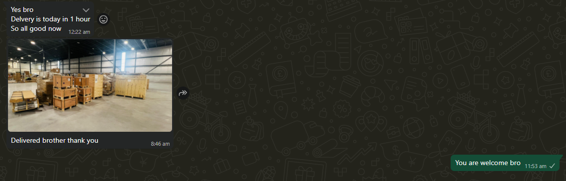 Warehouse delivery feedback