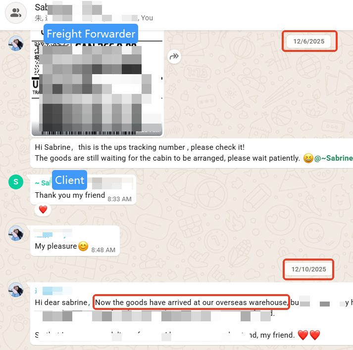 Shipment arrival at Canada overseas warehouse