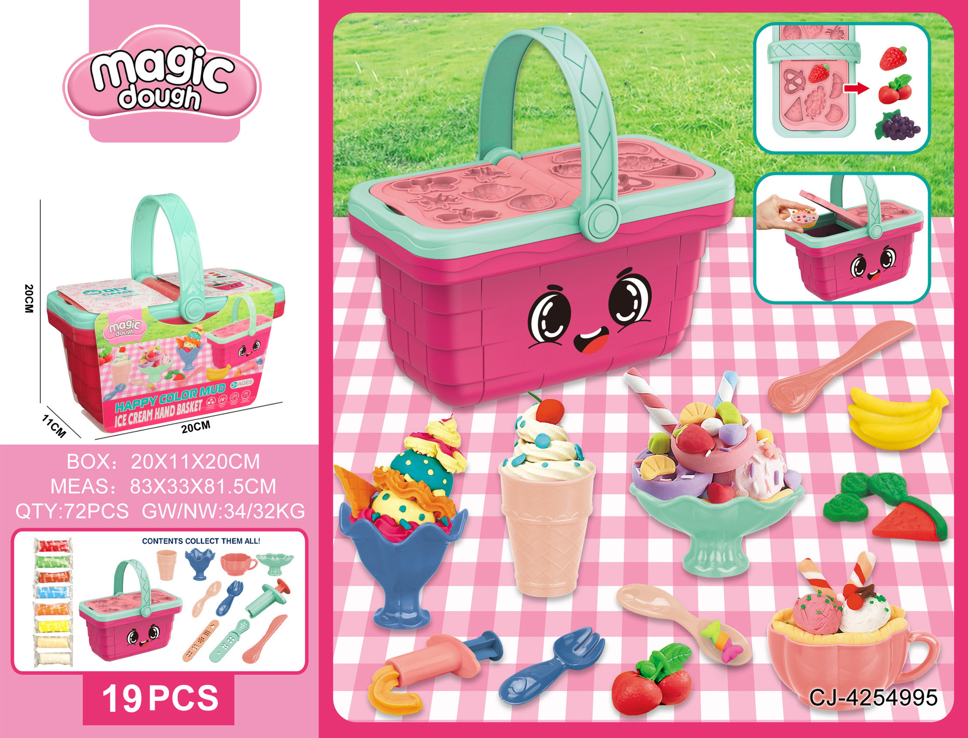 Kids Cartoon Clay Handbag Fruit Basket DIY Set