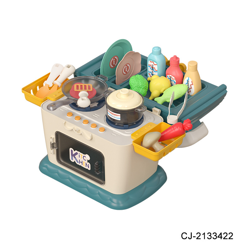 Kids Pretend Play Kitchen Toy Set with Steam Pot and Cooking Accessories