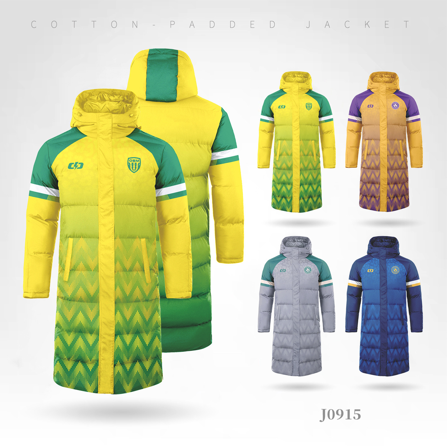 National Team & Club Long Padded Sports Coat – Over-the-Knee Winter Training Insulated Jacket